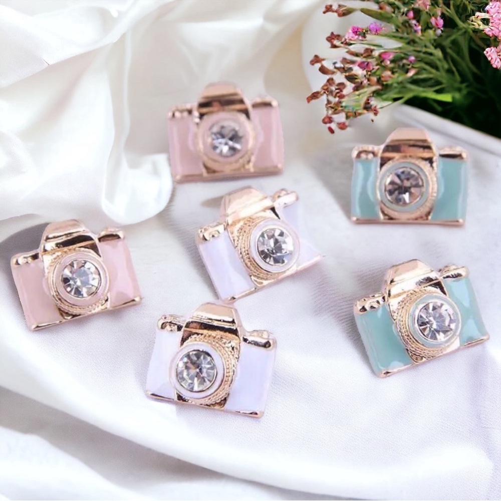 Shimmering Blue Camera Studs - Capture Every Moment in Style! NWT Stud Earrings - Picture 4 of 4